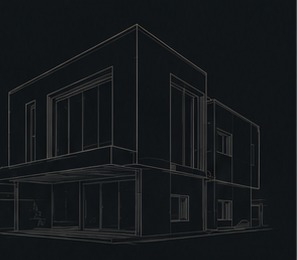 Architectural building line drawing